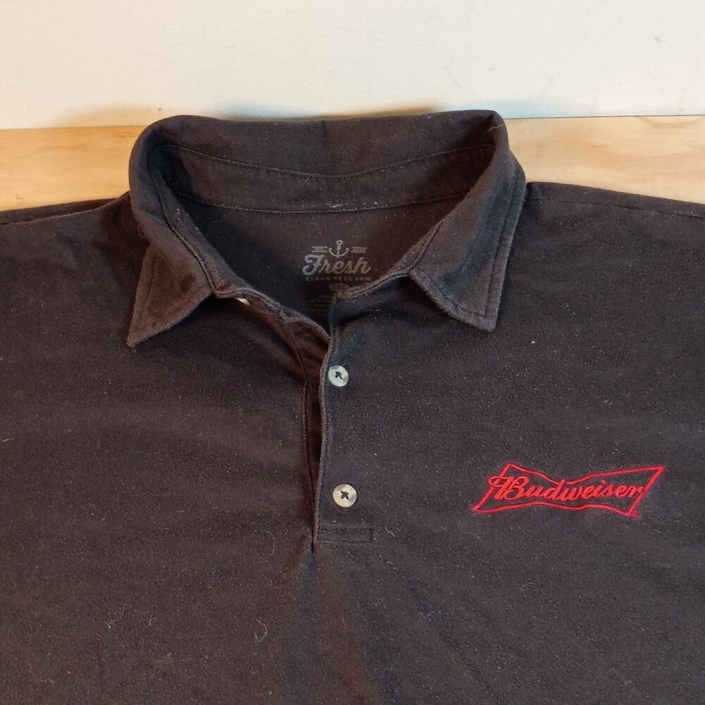 Mens Black Budweiser Promo Polo Shirt Black 3XL Fresh Clean Corporate